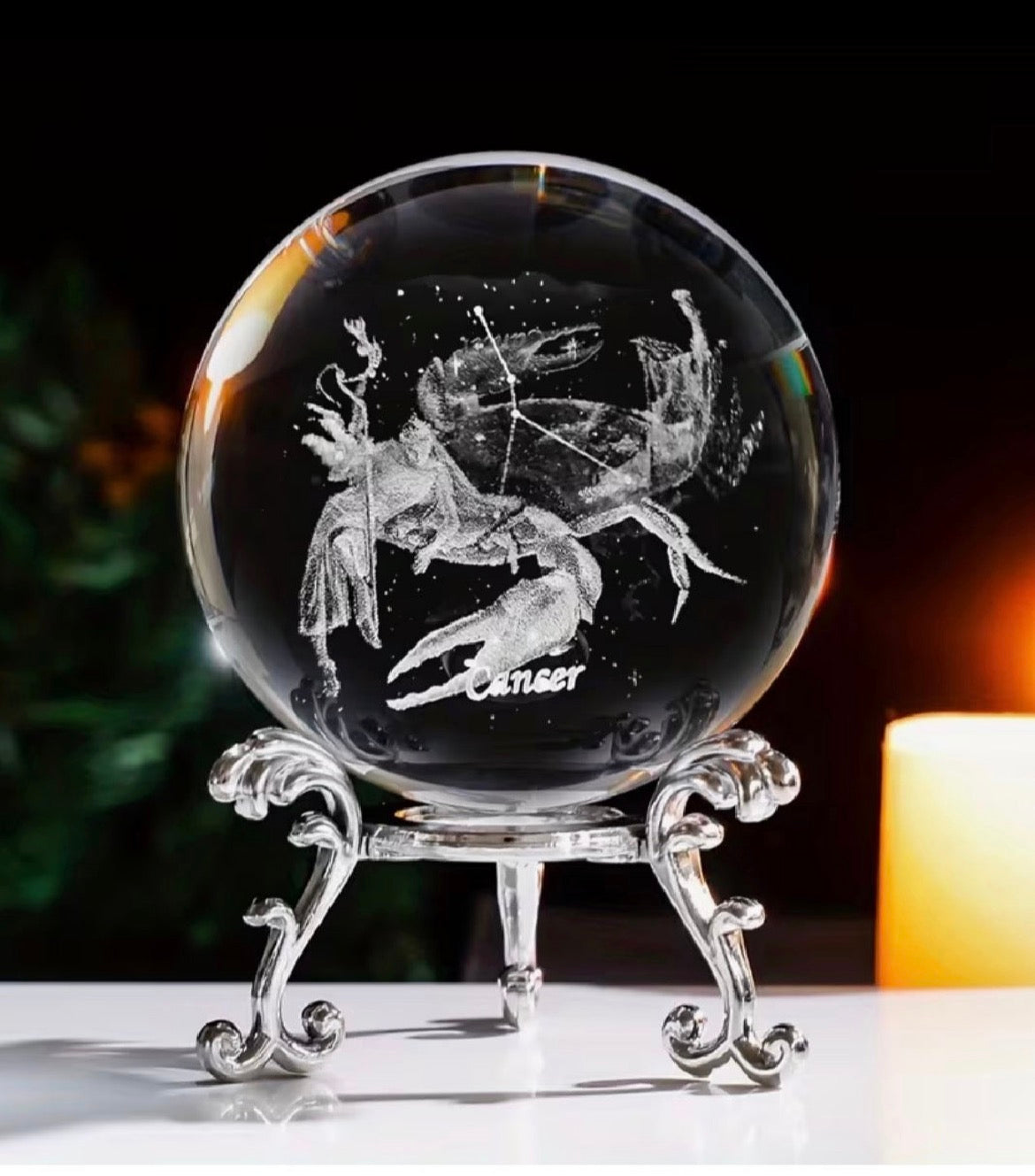 Cancer - Zodiac Crystal Ball Home Decoration.